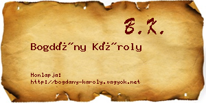 Bogdány Károly névjegykártya